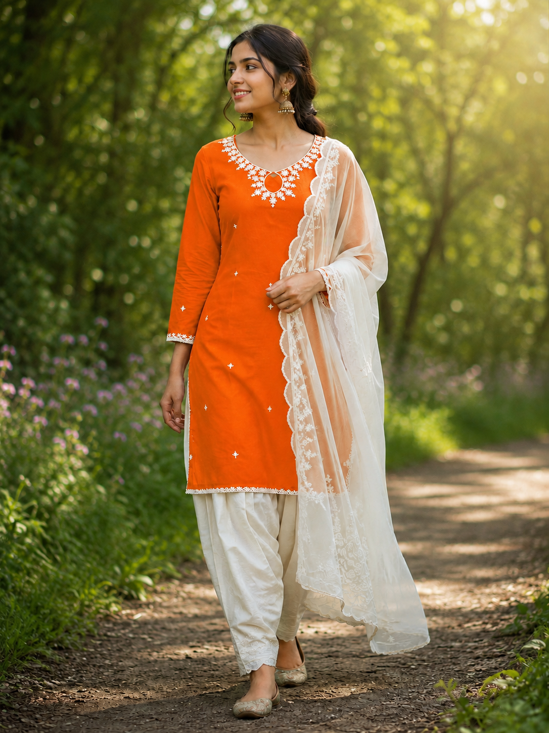 Unstitch Cotton Suit with Thread Work, Dupatta & 4 Meter Lace