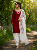 Unstitch Cotton Suit with Thread Work, Dupatta & 4 Meter Lace